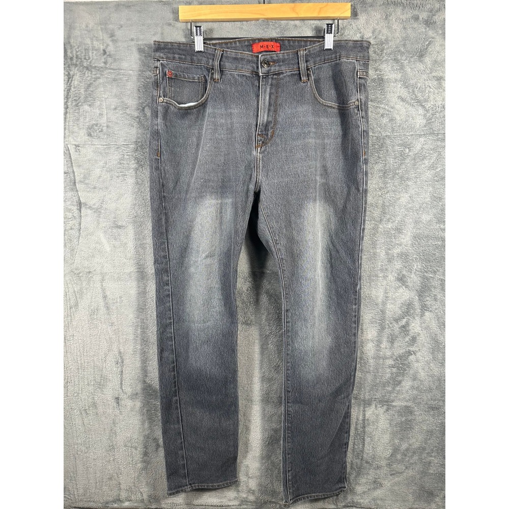 M.B.X Slim Fit Gray Stretch Denim Jeans Mens W36 L32 XCD35800001